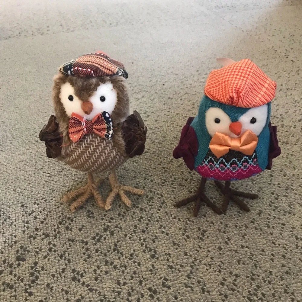 Target Wondershop Set of 2 Decorative Fabric Owls - Brown & Teal